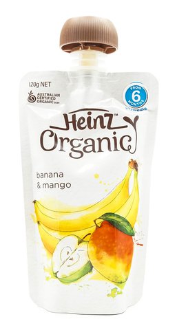 Heinz Organic Banana &amp; Mango Puree Baby Food (From 6 Months) 120 g