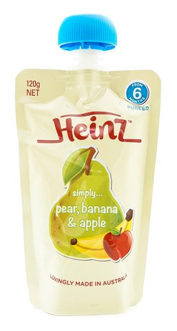 Heinz Pear Banana &amp; Apple Pureed Baby Food (From 6 Months) 120 g