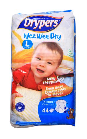 Drypers Wee Wee Jumbo Diapers Large 44 pcs