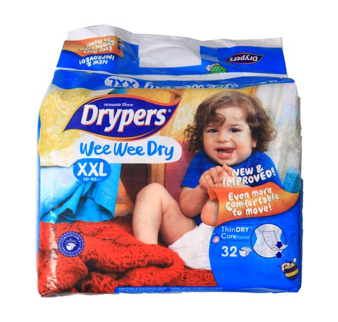 Drypers Wee Wee Jumbo Diapers Pack - Extra Extra Large 32 pcs /pack