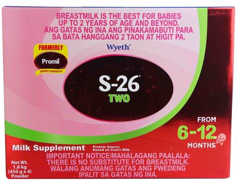 S-26 Two Milk Supplement Baby Formula (From 6-12 Months) 1.8 kg