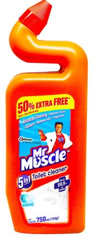 Mr Muscle 5 In 1 Toilet Bowl Cleaner - Marine 750 ml
