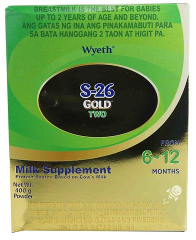 S-26 Gold Two Milk Supplement 6-12 Months 400 g