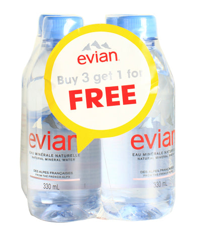 Evian Water 3 Plus 1 3+1 bottles x 330 ml