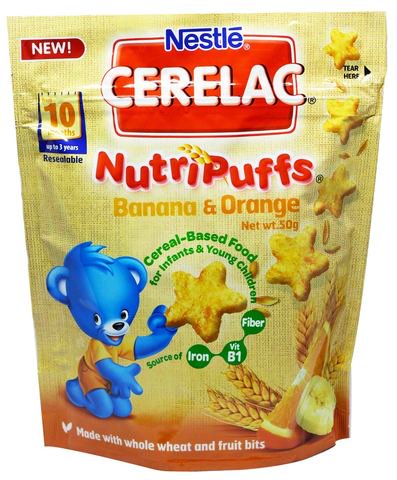 Cerelac Nutri Puffs Banana &amp; Orange (From 10 Months Up To 3 Years) 50 g