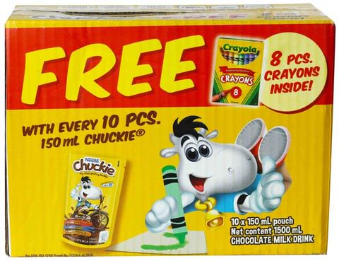 Chuckie Chocolate Milk Drink with Free Crayon 1500 ml (10 packs)